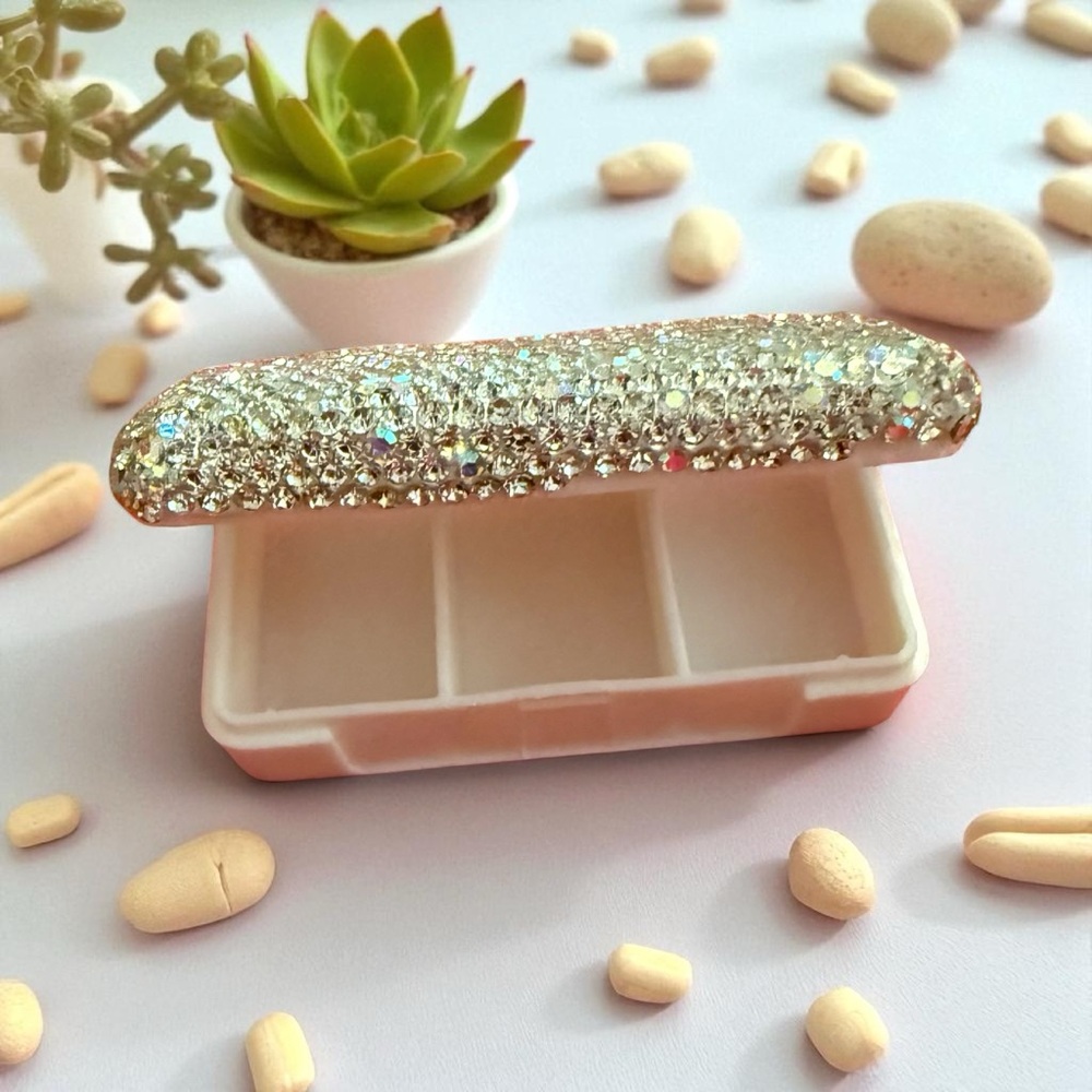 Elegant Crystal Embellished Pill Box
